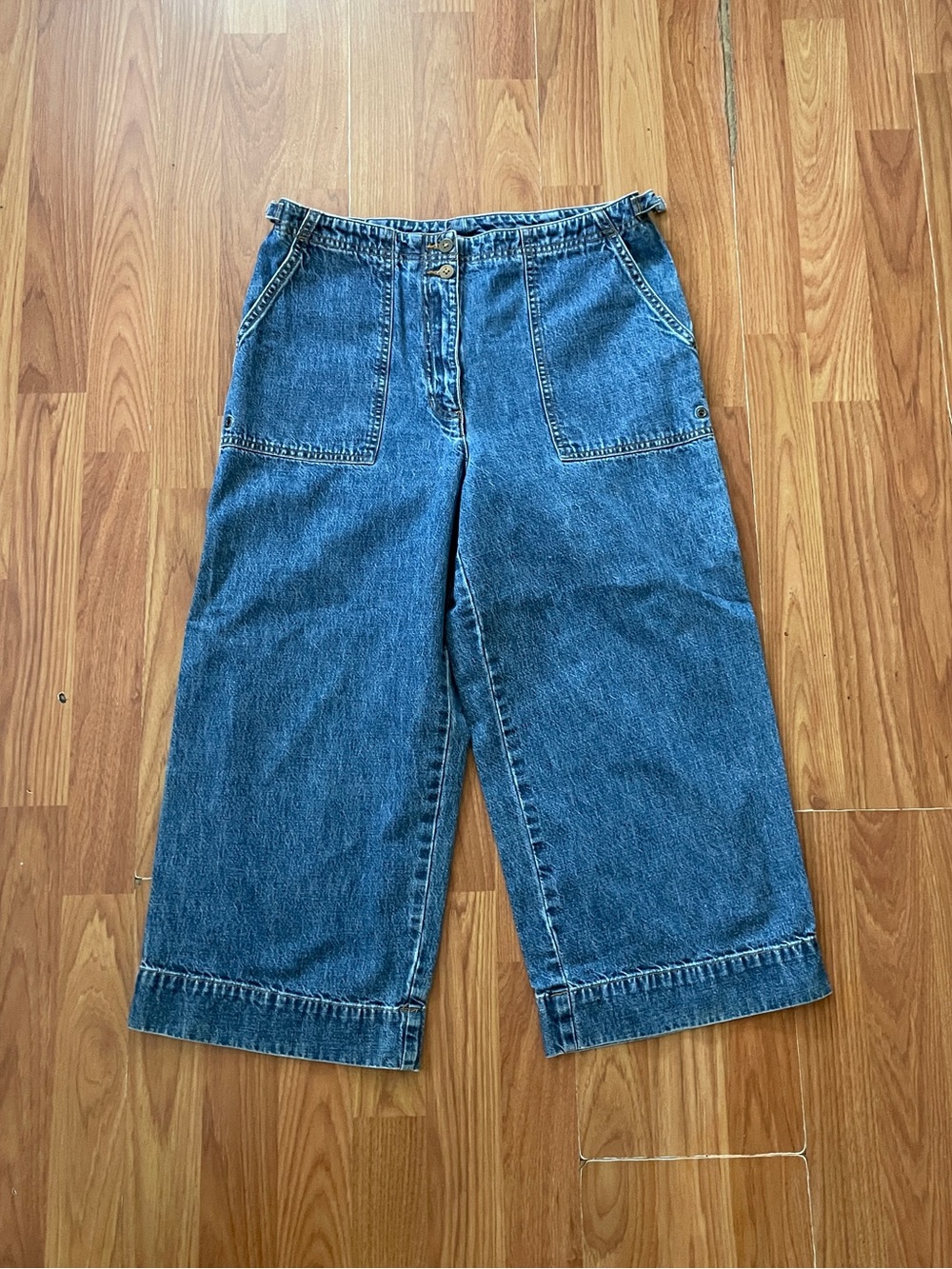 Vintage Jones New York Wide Leg Cropped Women’s Jeans Blue Capris Y2K Size 31"